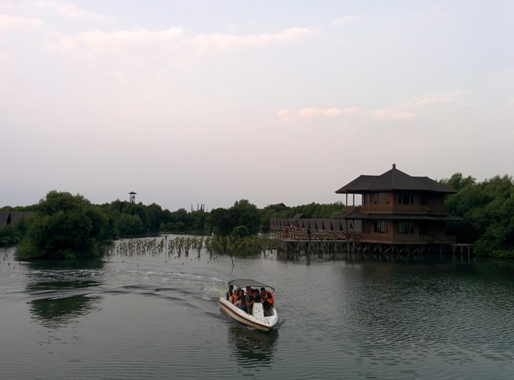 Speed boat and cottage