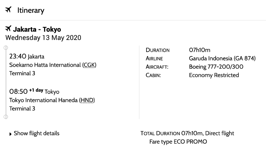 Jakarta-Tokyo Rabu, 13 Mei 2020